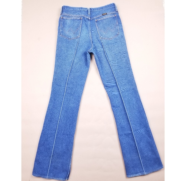 VTG 90's 80's Wrangler Slim Fit Flares Medium Wash - Picture 3 of 9